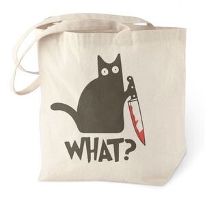 Murder Cat What? Canvas Tote